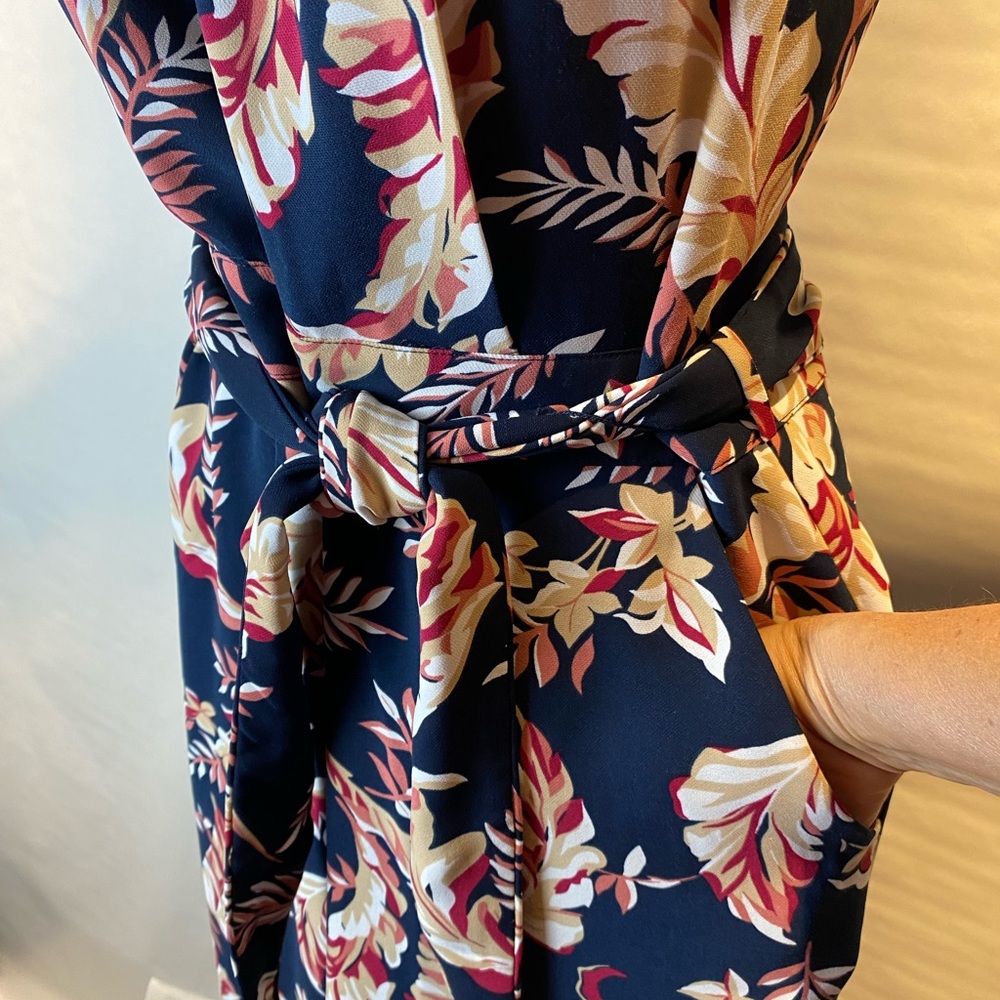 Joie Strapless Jumpsuit in Navy and Pink Floral - Picture 5 of 13